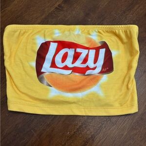 Lazy AF potato chips funny tube top size small
